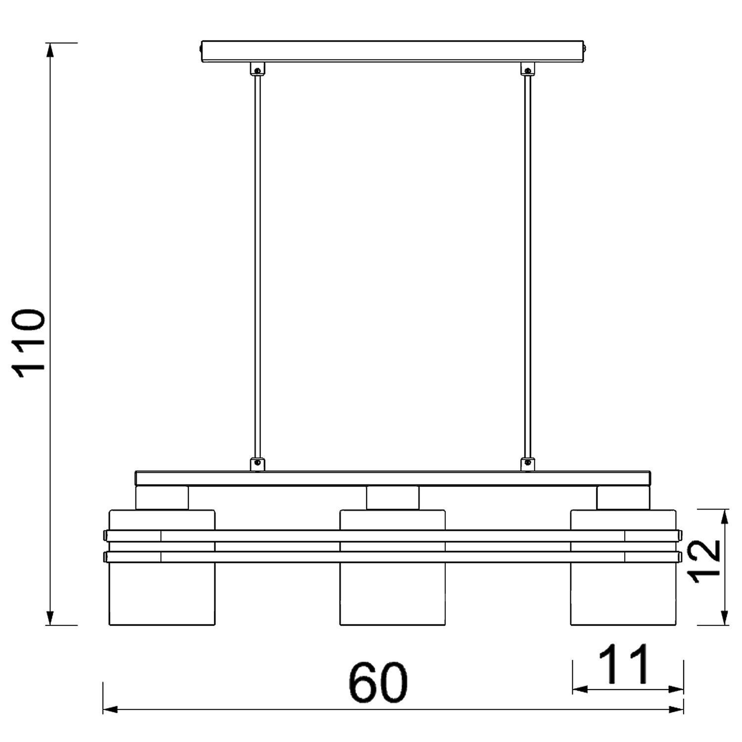 Pendelleuchte Metall in Schwarz Messing L:60 cm elegant