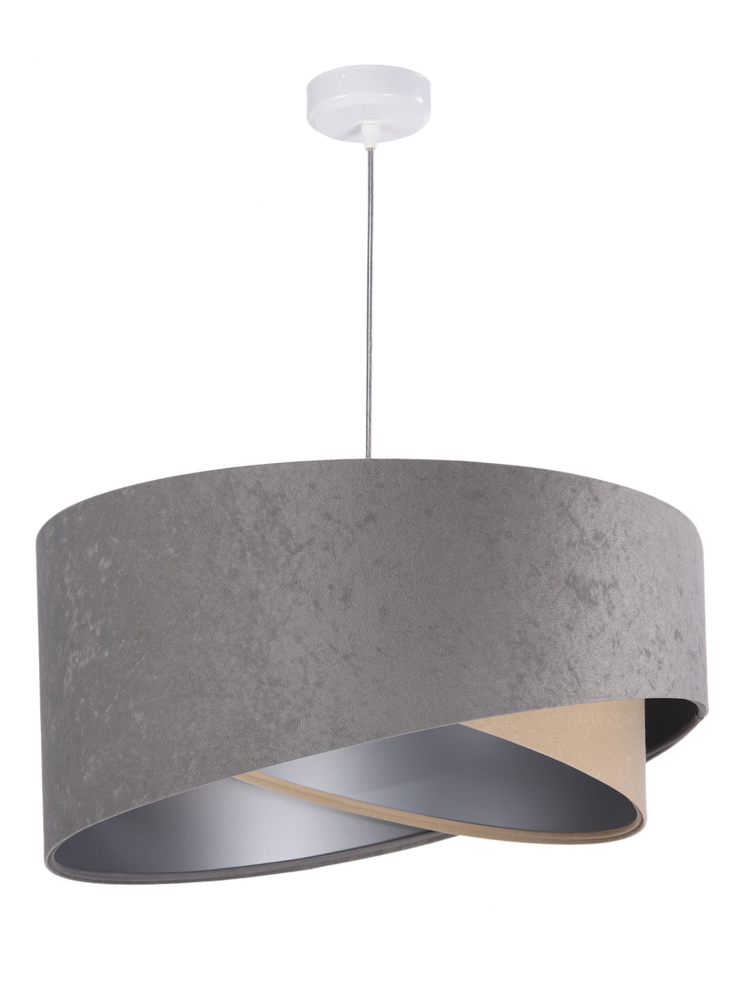 Lampe à suspendre MARLON Gris Beige Argent rond