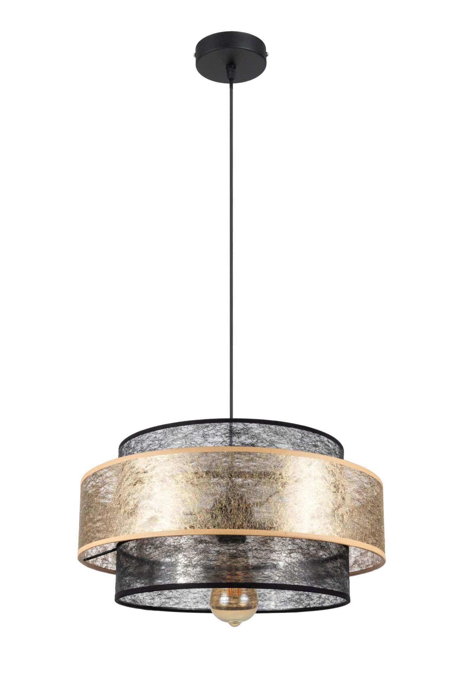 Blendarme Lampe à suspendre Abat-jour en tissu noir or Ø40 cm