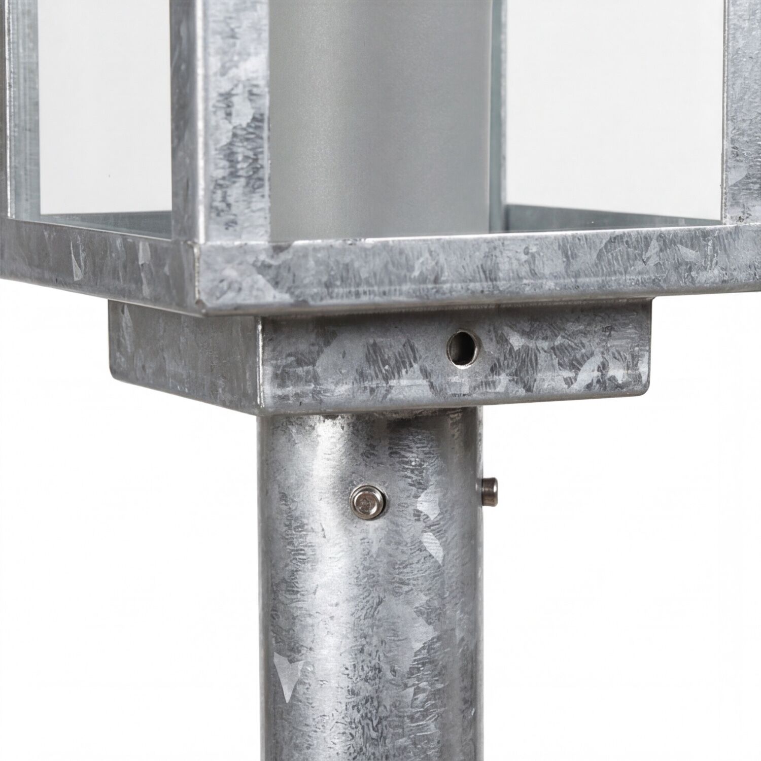 Sockelleuchte Vintage Aluminium in Zink IP44 E27 100 cm verzinkter Stahl, Metallrahmen, Außenleuchte Stange, Stativbasis, Industriestil