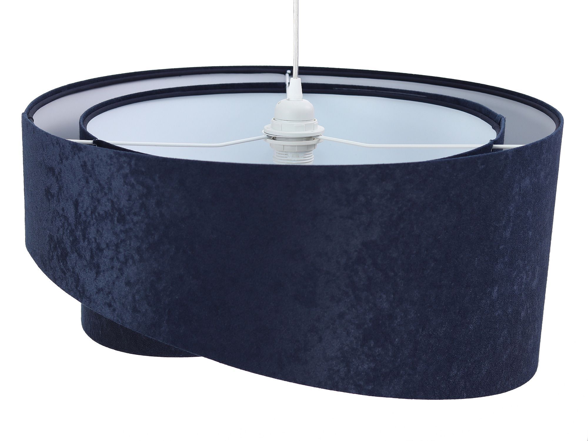 Suspension Abat-jour Bleu Blanc Tissu rond Ø50cm