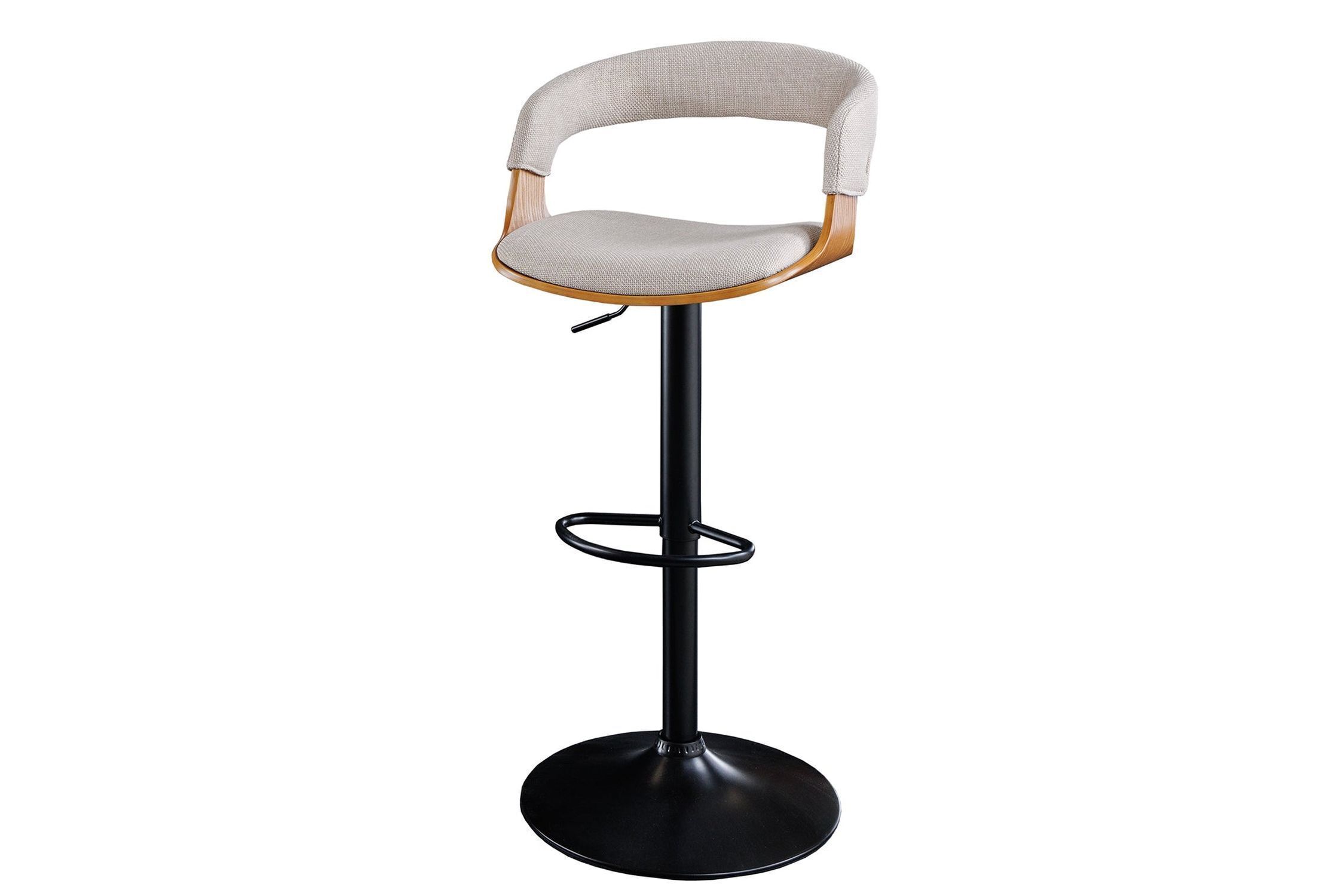 Tabouret de bar réglable en hauteur Tissu Plaqué bois beige naturel