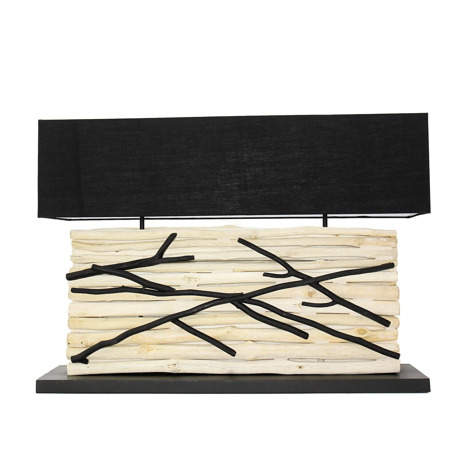 Design Tischlampe Treibholz Stoffschirm 80 cm lang Holz, Mobiliar, Tabelle, Tischlampe, Kaffeetisch