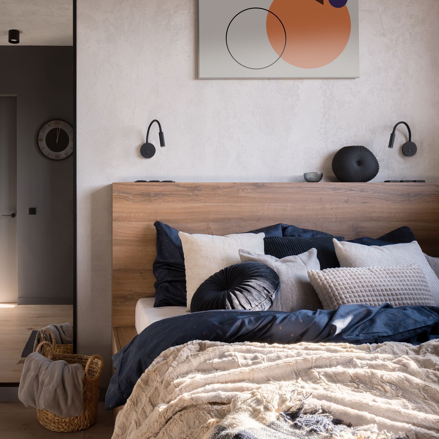 Wandleuchte mit Schalter Schwanenhals Schwarz G9 verstellbar Innenarchitektur, Inneneinrichtung, Kissen, Bett, Lampe