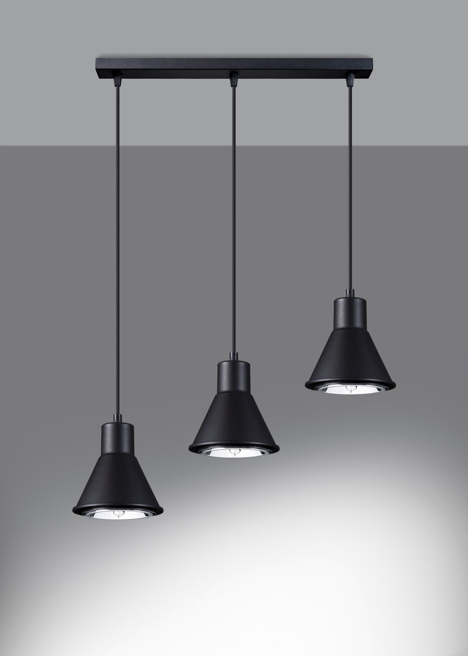 Suspension 3 flammes Retro ES111 Métal noir
