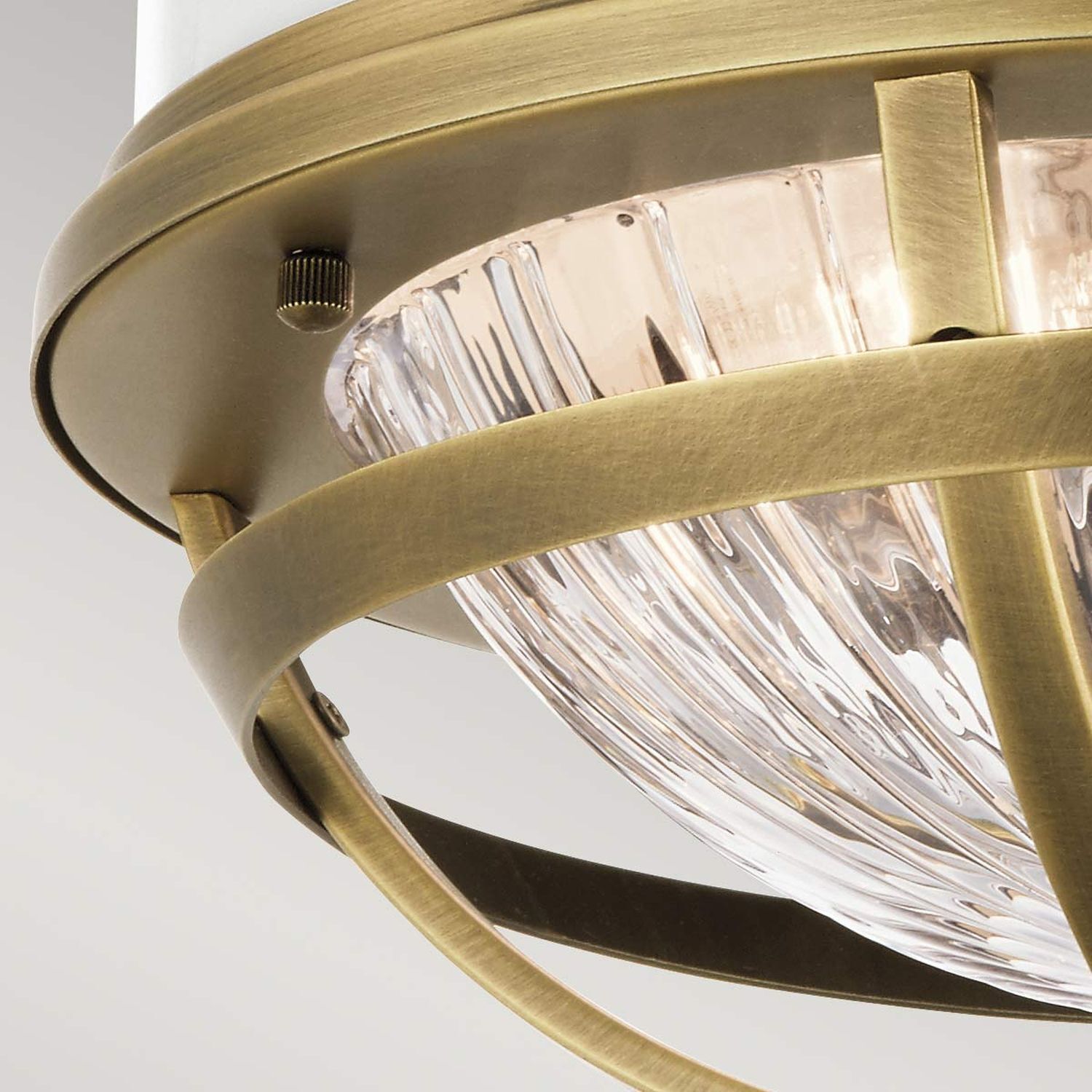 Deckenleuchte rund Ø 30,5 cm Metall Riffelglas 2x E27