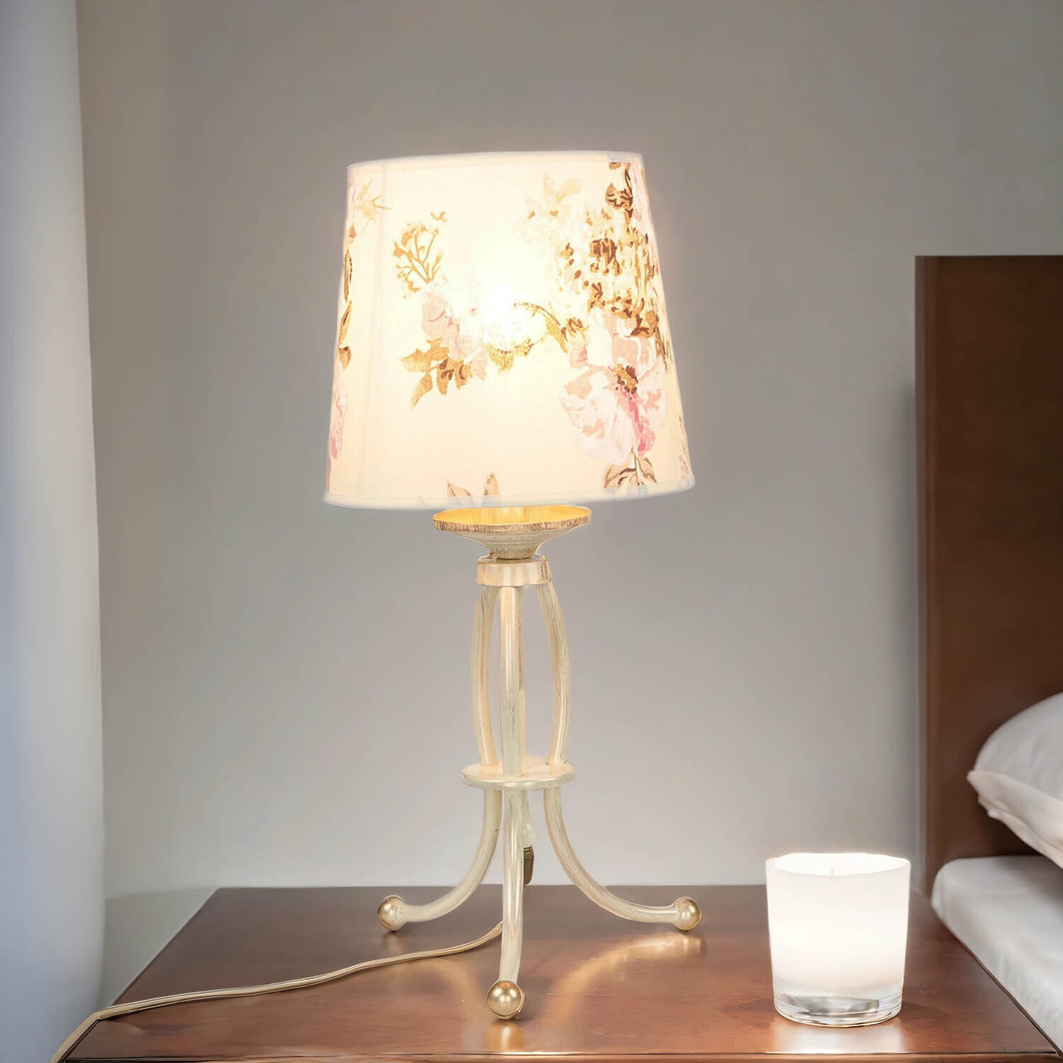 Tischleuchte CRINE Shabby Chic 42cm Blumen Lampe