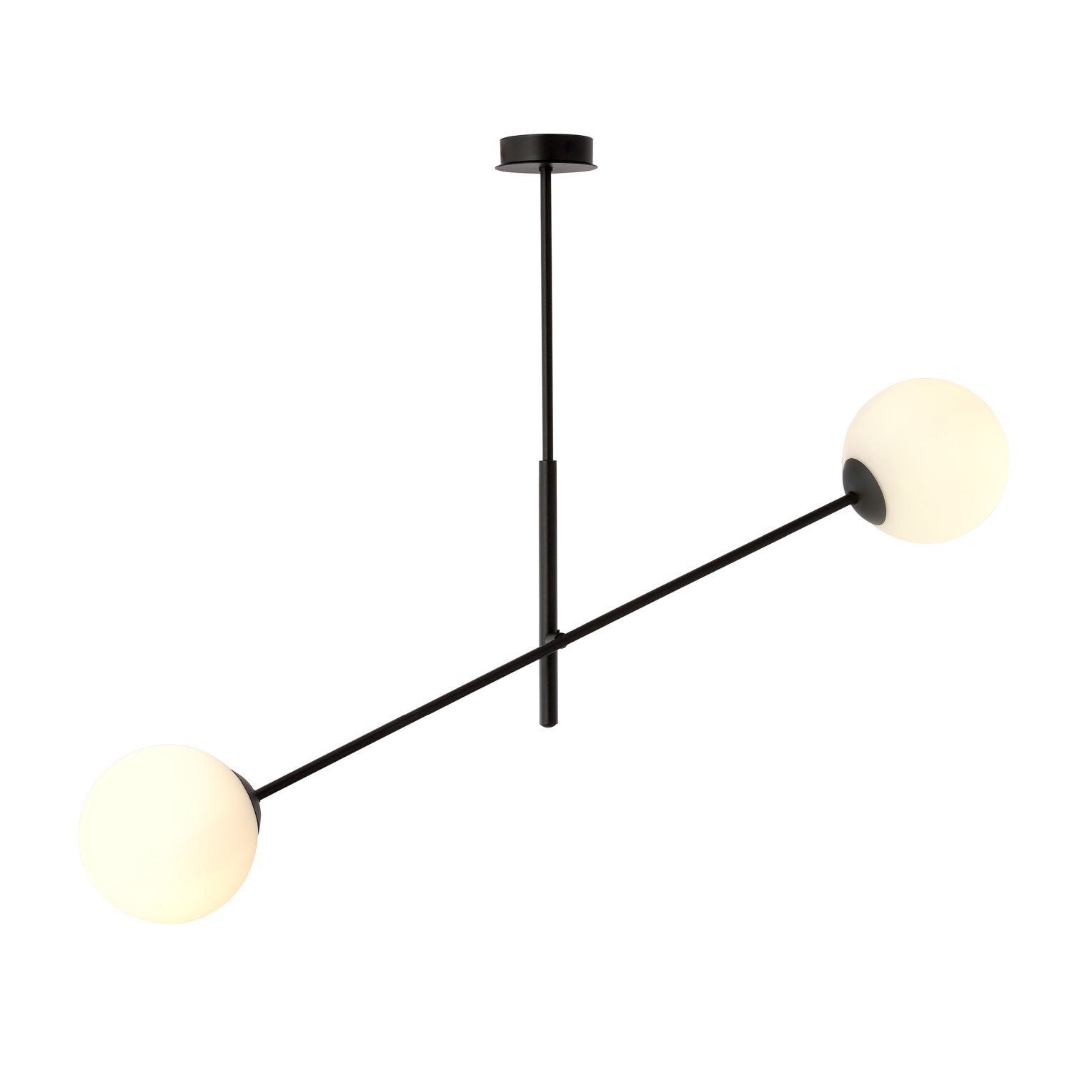 Plafonnier verre métal 102 cm de long orientable E14 2 flammes