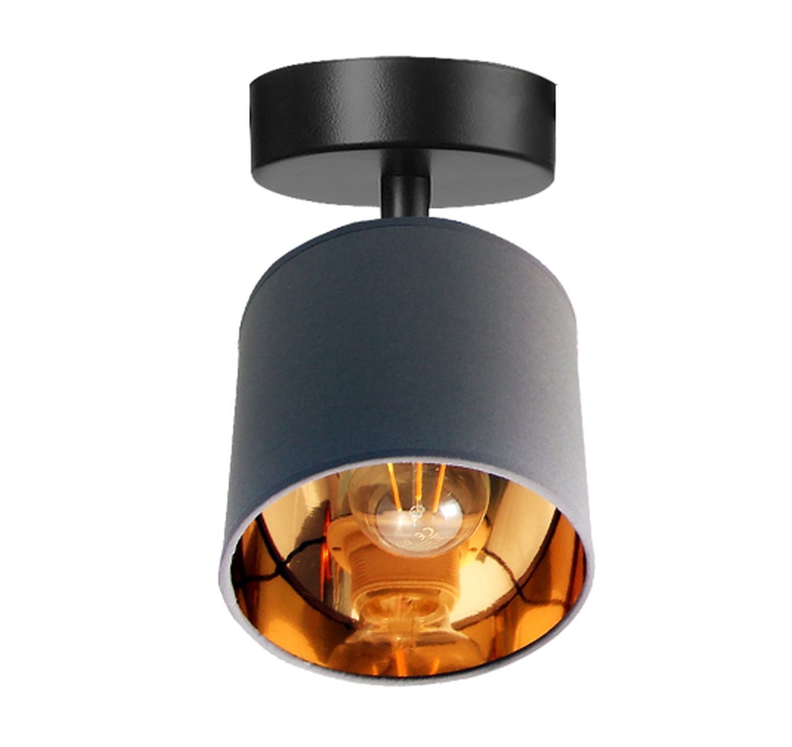 Spot de plafond flexible Tissu Gris Or Ø15 cm faible éblouissement