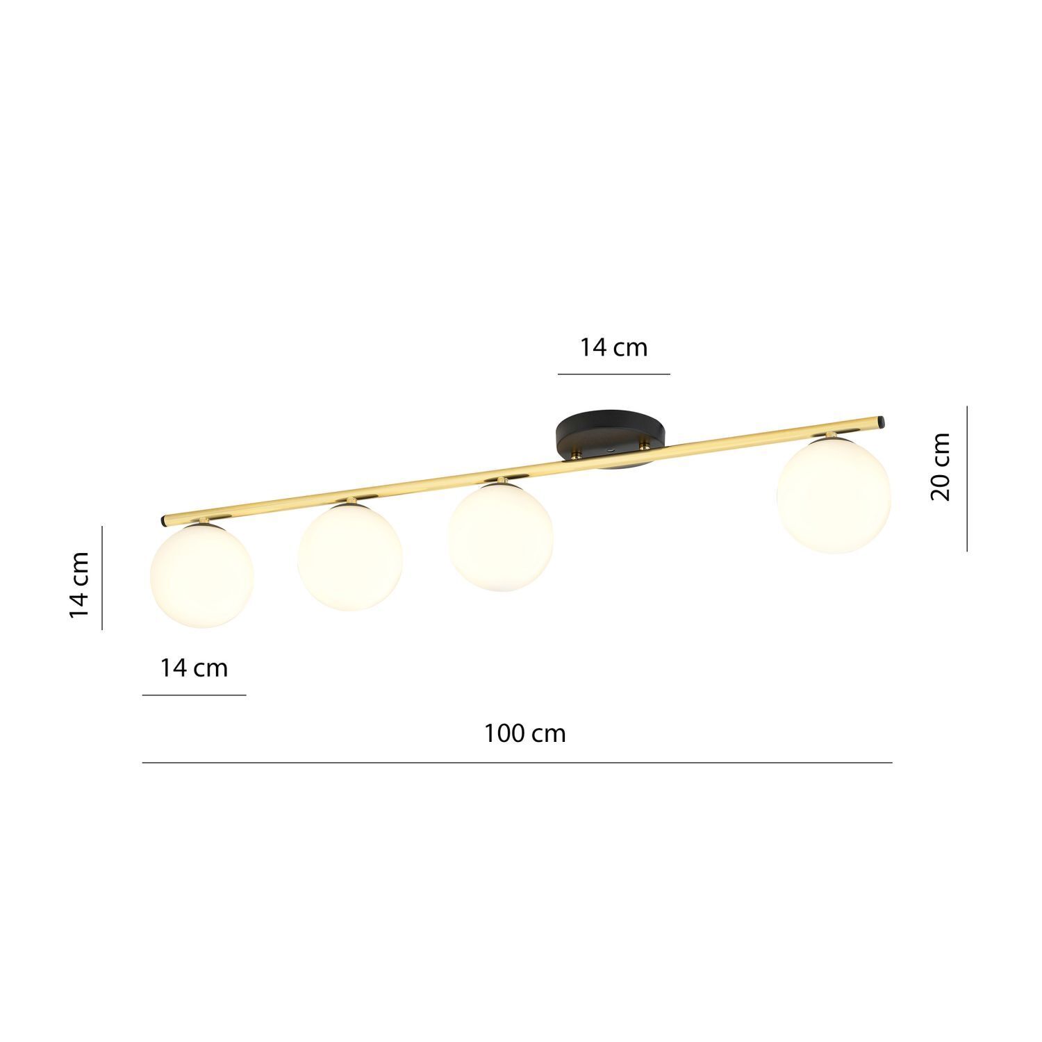 Plafonnier Abat-jour sphérique verre métal 100 cm