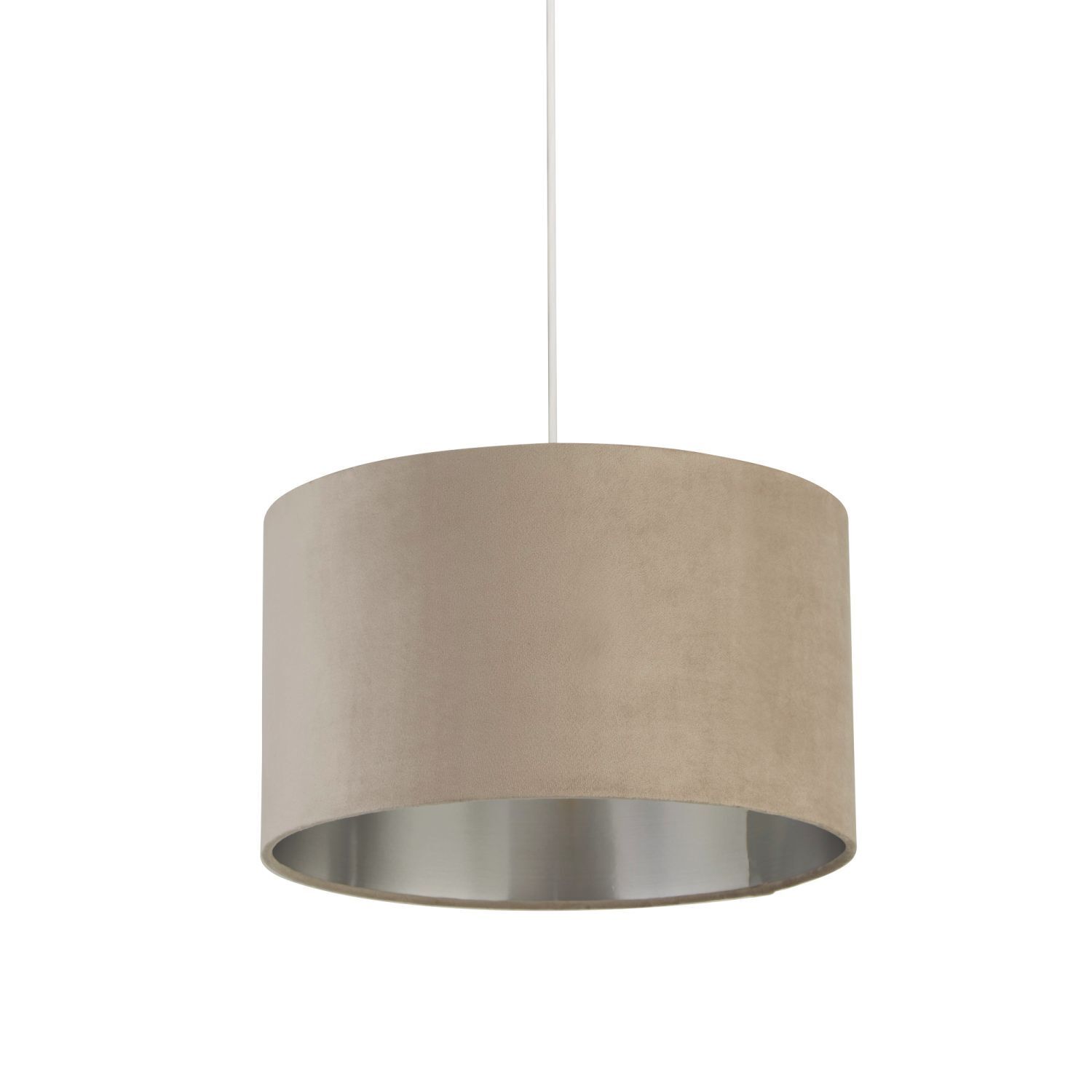 Abat-jour velours taupe argent D : 38 cm pour lampe à suspendre