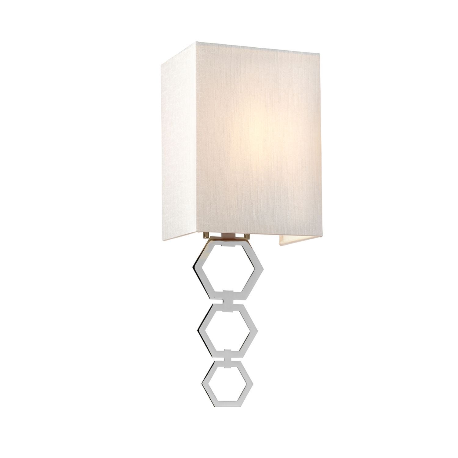 Wandlampe Creme Chrom Up Down E27 Stoff Metall Modern