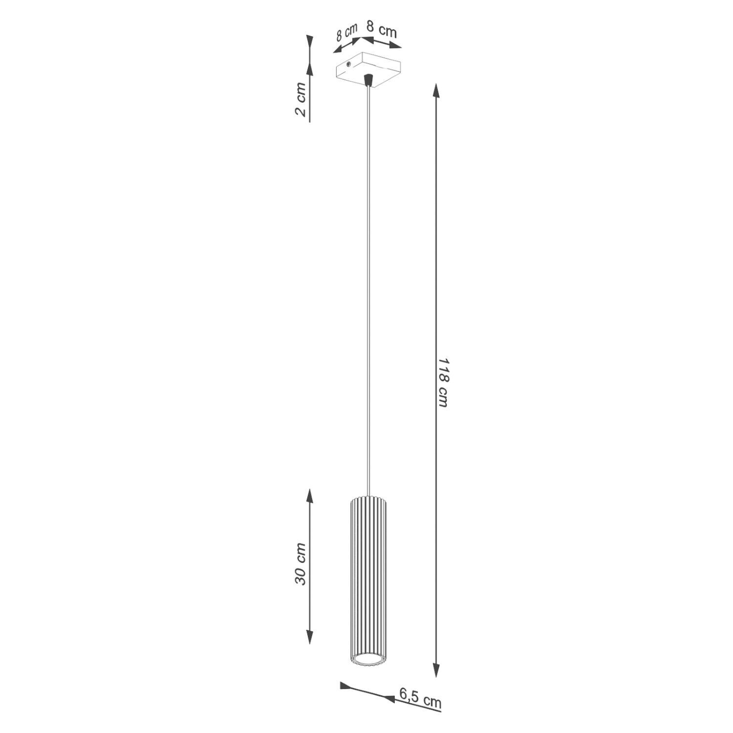 Suspension Vert étroit L : 8 cm H : max. 118 cm GU10 Moderne