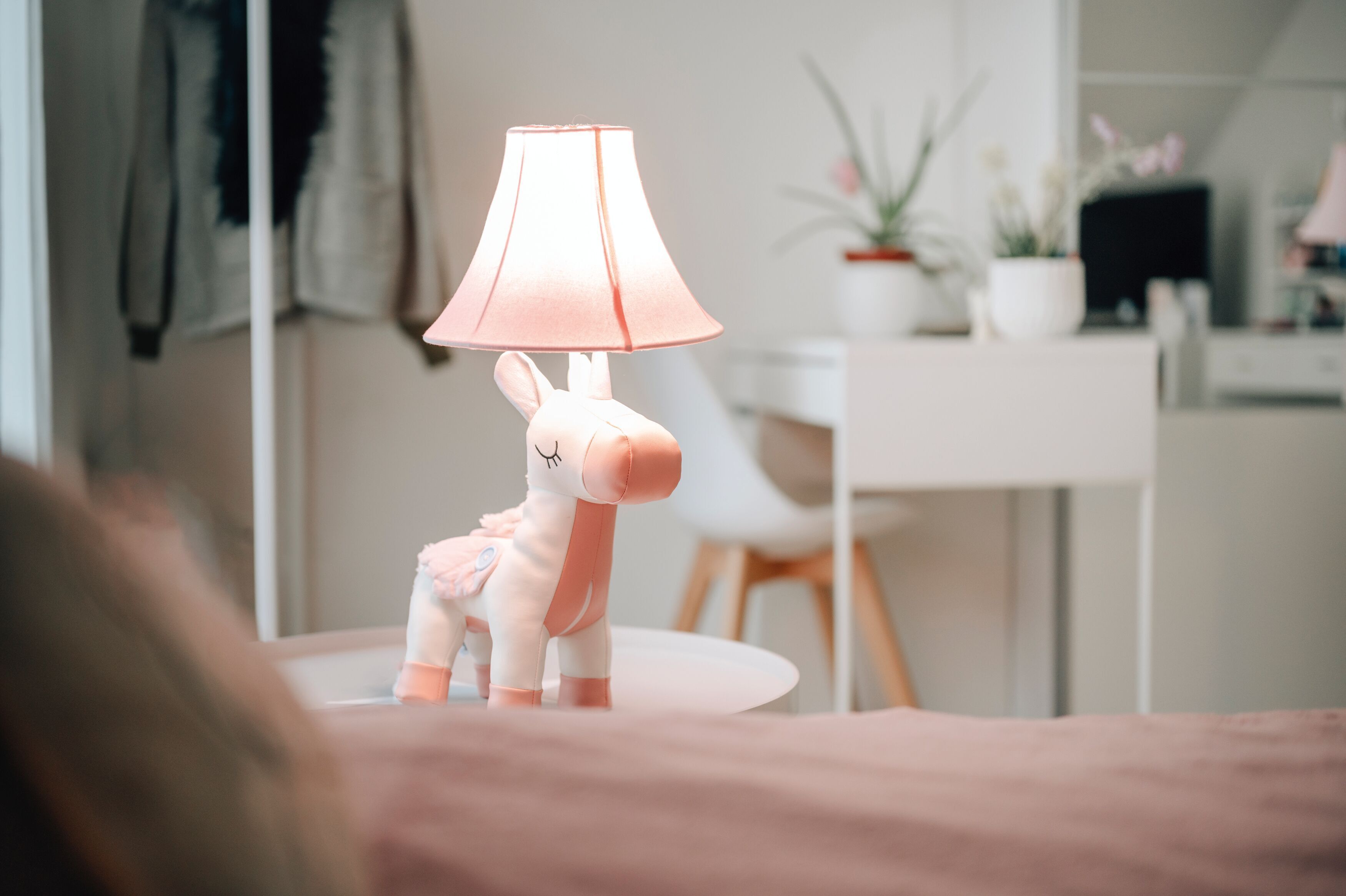 Tischlampe Einhorn Rosa 51 cm Kinderzimmer Schlafzimmer