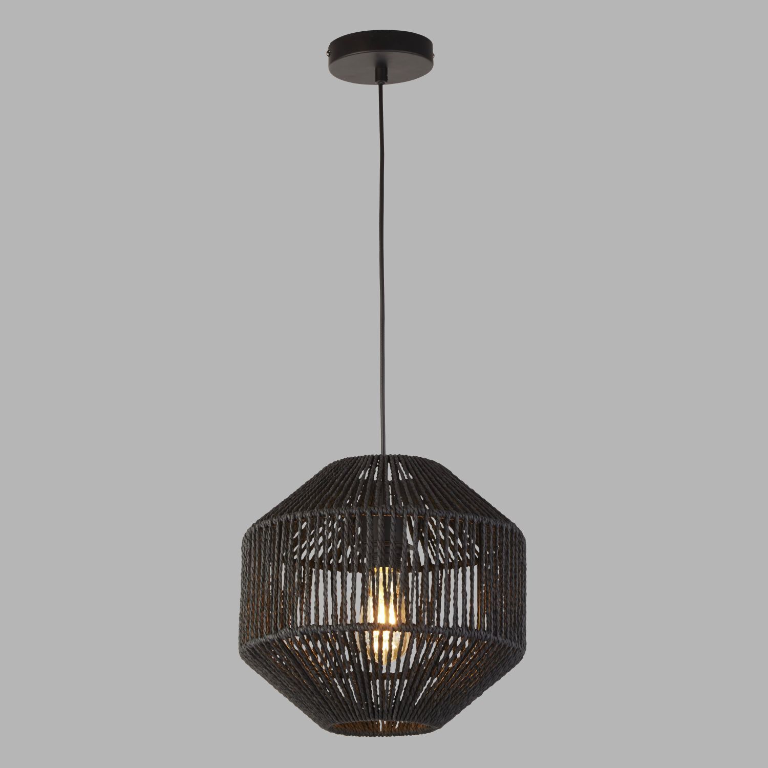 Hängeleuchte Seil Schwarz E27 Ø 30 cm H: max. 1,5 m Modern