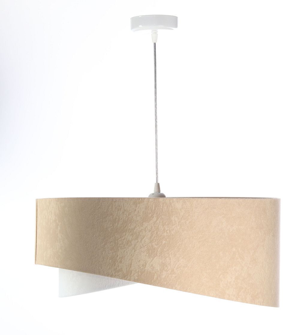 Lampe à suspendre Tissu Beige Or E27 rond D : 50 cm Aspect velours
