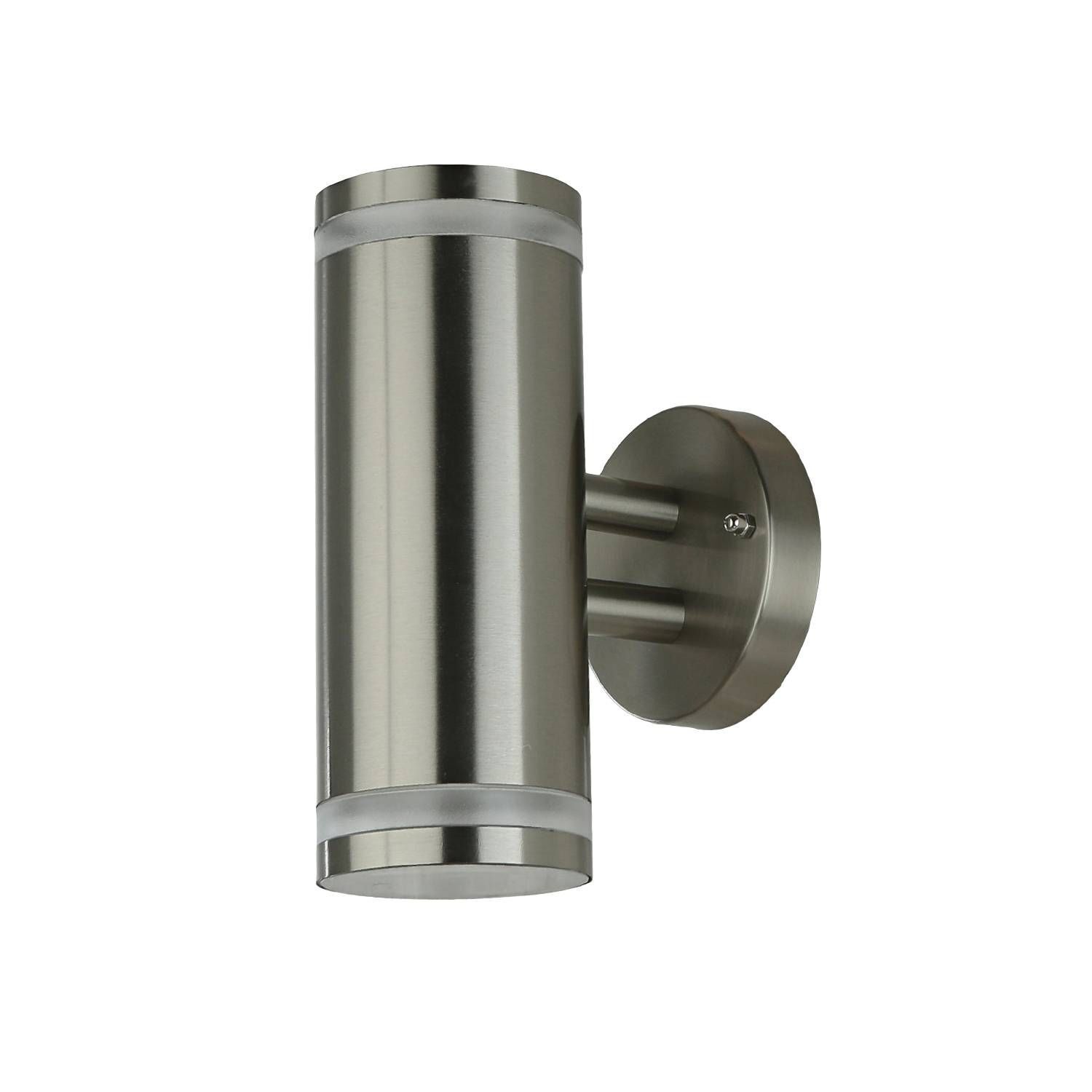 Außenwandleuchte Edelstahl GU10 IP44 H: 23 cm 2-flammig Zylinder, Stahl