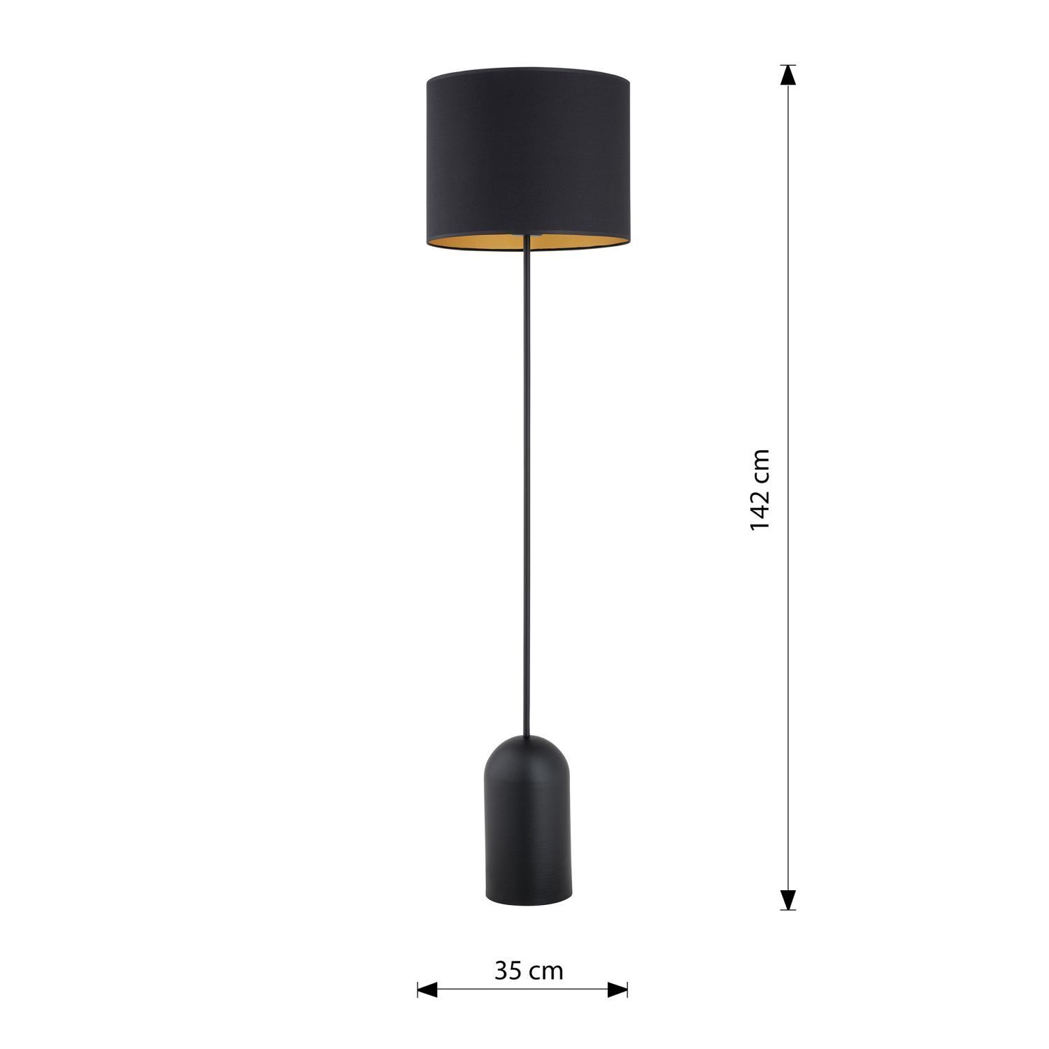 Stehleuchte Metall Stoff 142 cm in Schwarz Gold E27 Lampe