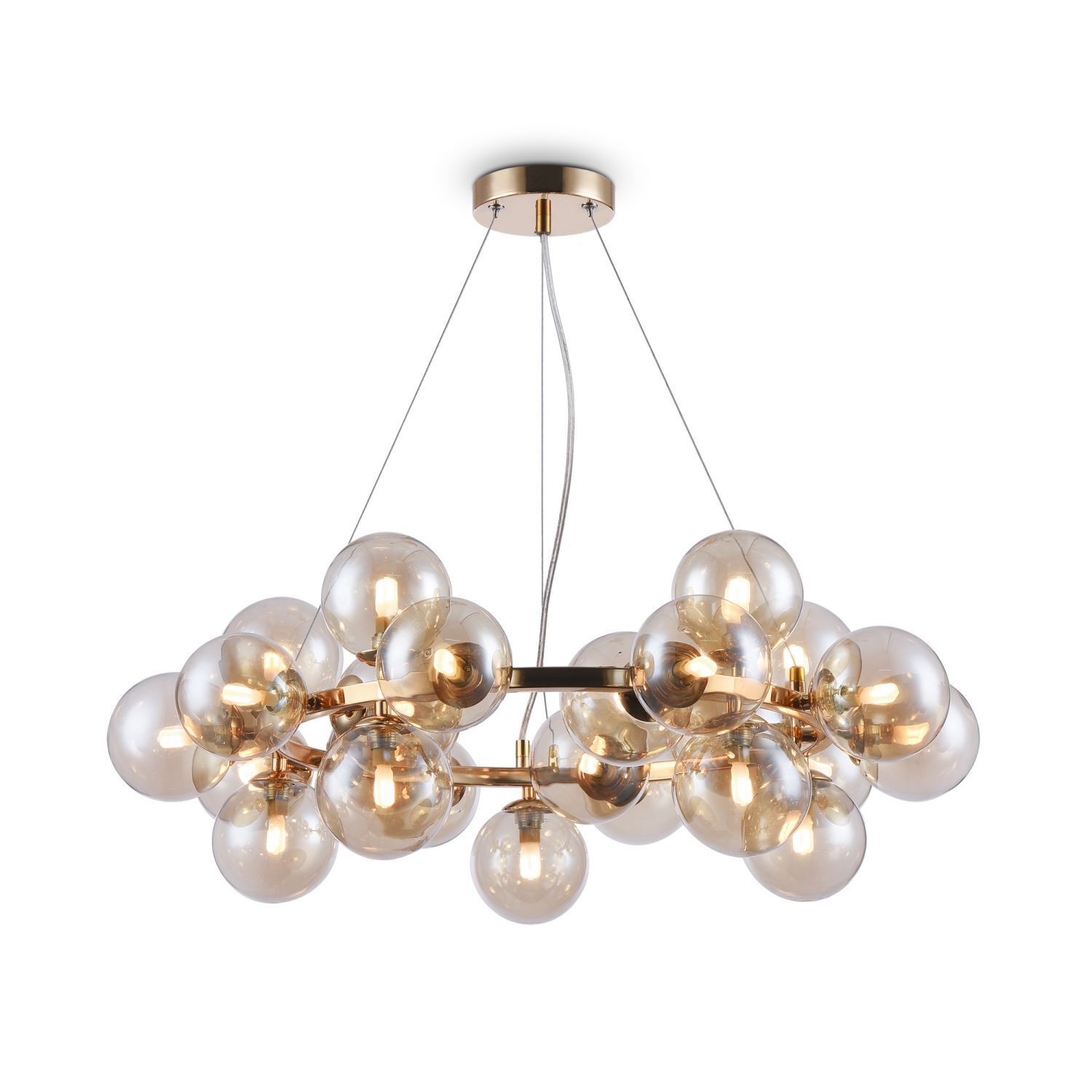 Suspension verre fumé métal G9 largeur 69 cm Moderne