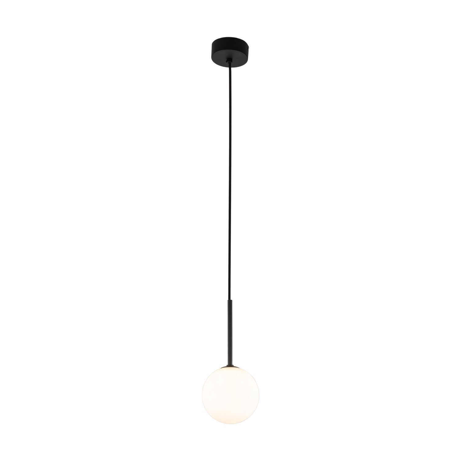 Lampe à suspendre Boule Ø 12 cm H : max. 160 cm Noir Blanc G9 Verre Deckenleuchte, Lampe
