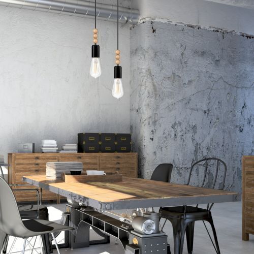 Suspension CHANIA Noir long Lampe de table à manger