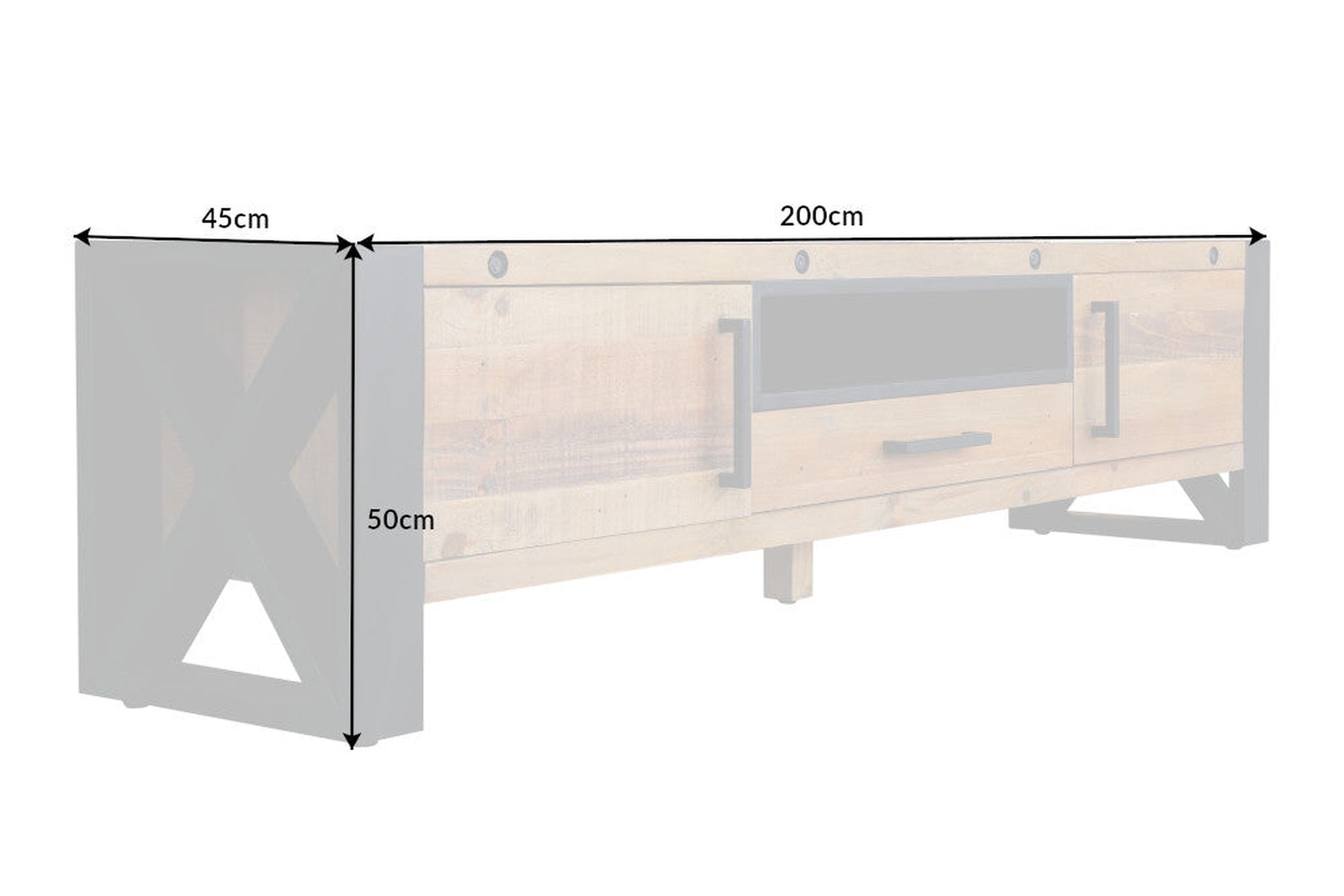 TV Lowboard 200 cm breit Kufengestell Industrial Design Moebel, Anrichte, Tabelle, Kabinett