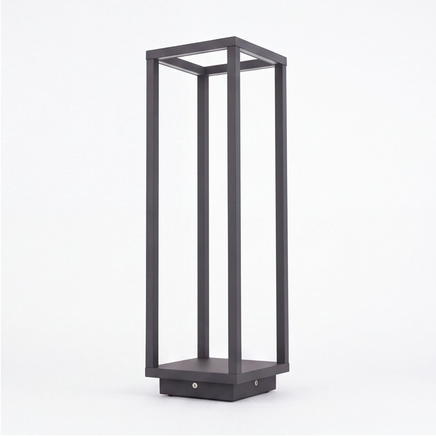 LED-Lampe, Standlampe, Metallrahmen, dunkelgrau, quadratische Basis
