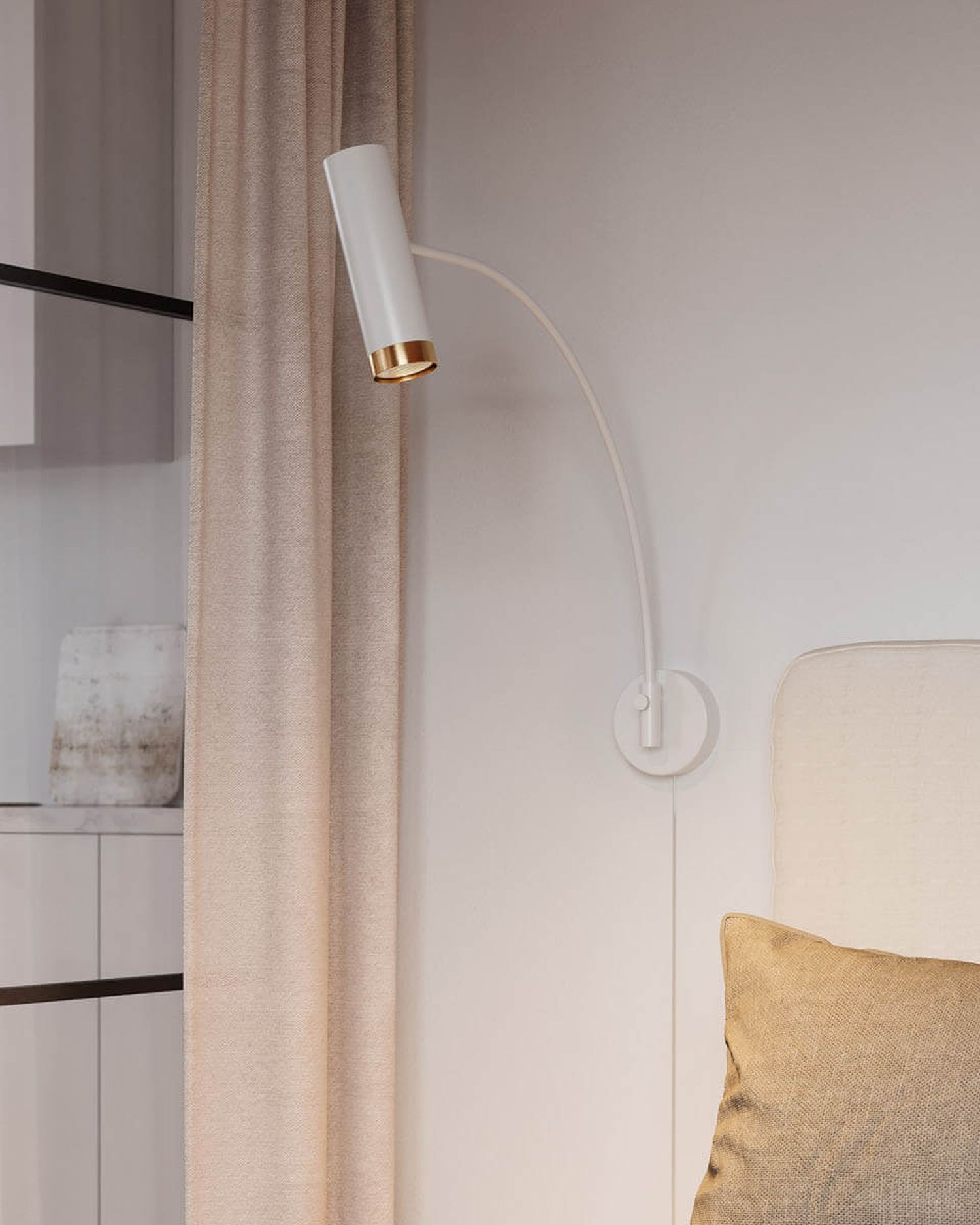 Wandlampe, Schreibtischlampe, Weiß, Gold akzent, Wohnzimmer