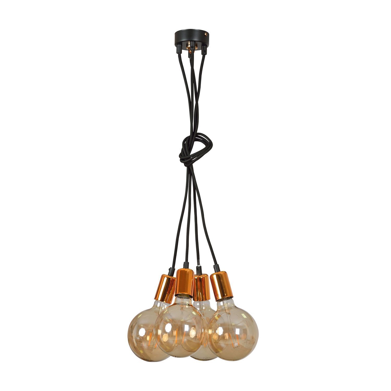 Pendellampe Kupfer Schwarz Retro Design 4x E27 Leuchter, Lampe