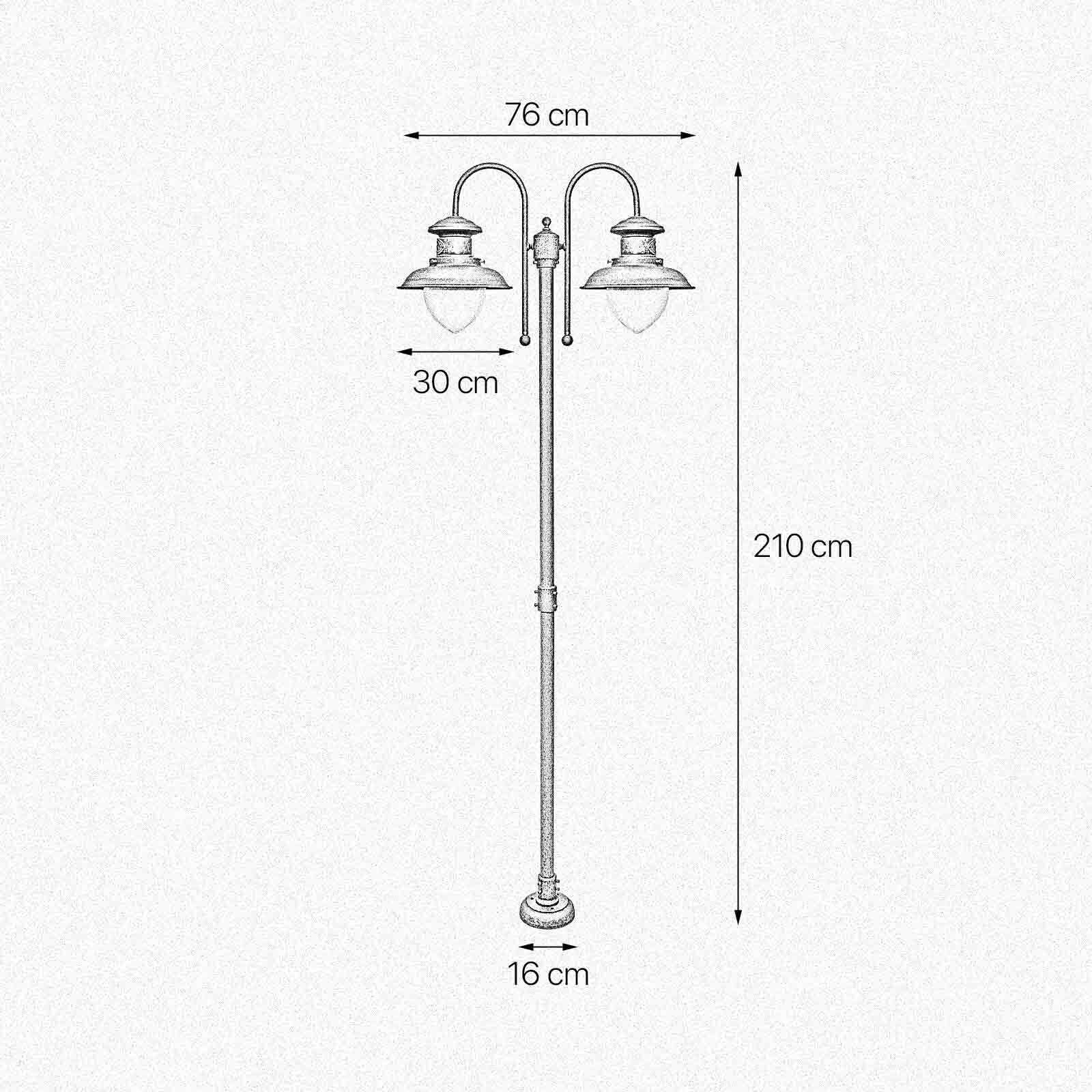 Außenleuchte 2-flammig 210 cm E27 IP44 Messing Maritim