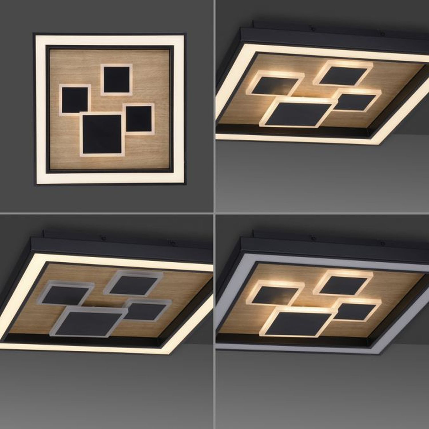 Plafonnier LED Bois Noir Interrupteur de série L:48 cm Plafonnier LED Bois Noir Interrupteur de série L:48 cm