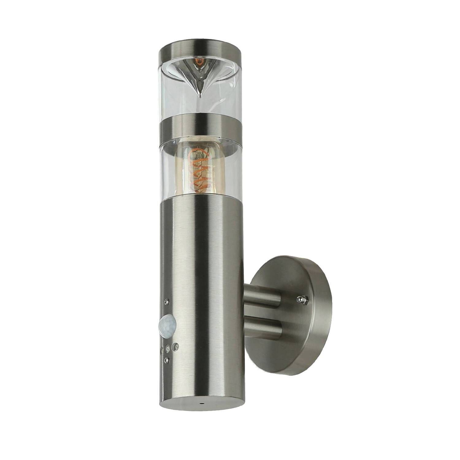 Lampe, Wandleuchte, Stahl, Nickel, Glaskolben