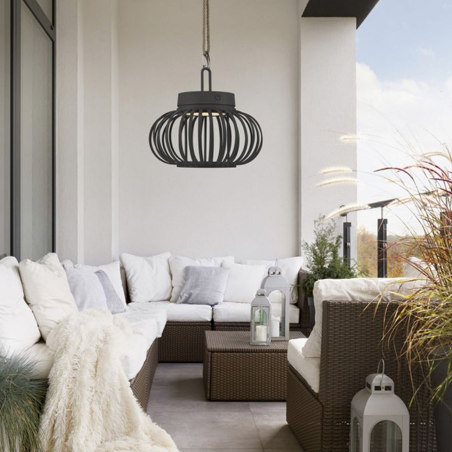 LED Akku Tischleuchte dimmbar 22 cm IP44 2 W Schwarz Dekoration für Zuhause, Wohnzimmer, Zimmer, Balkon, Couch