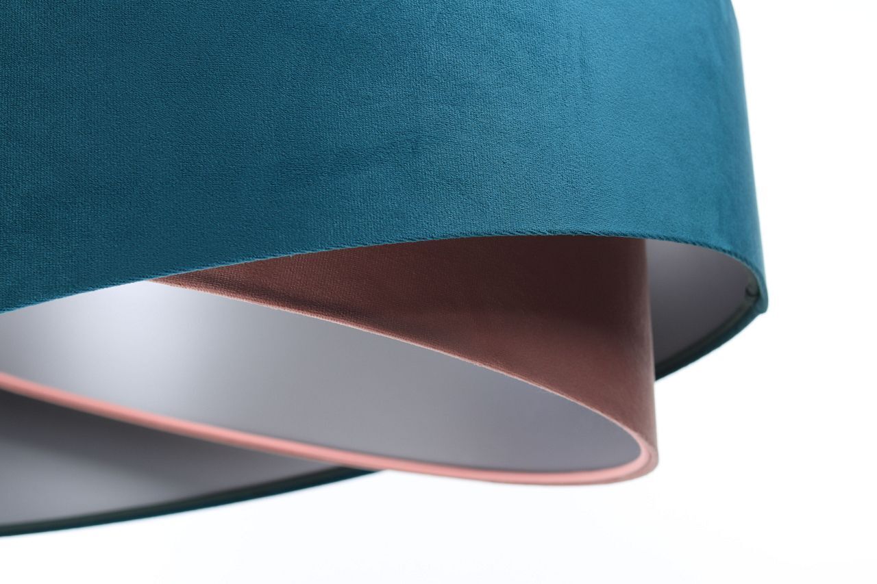 Hängelampe rund Ø 50 cm E27 Türkis Rosa Silber Stoffschirm Lampe, Lampenschirm, Kleidung, Hut