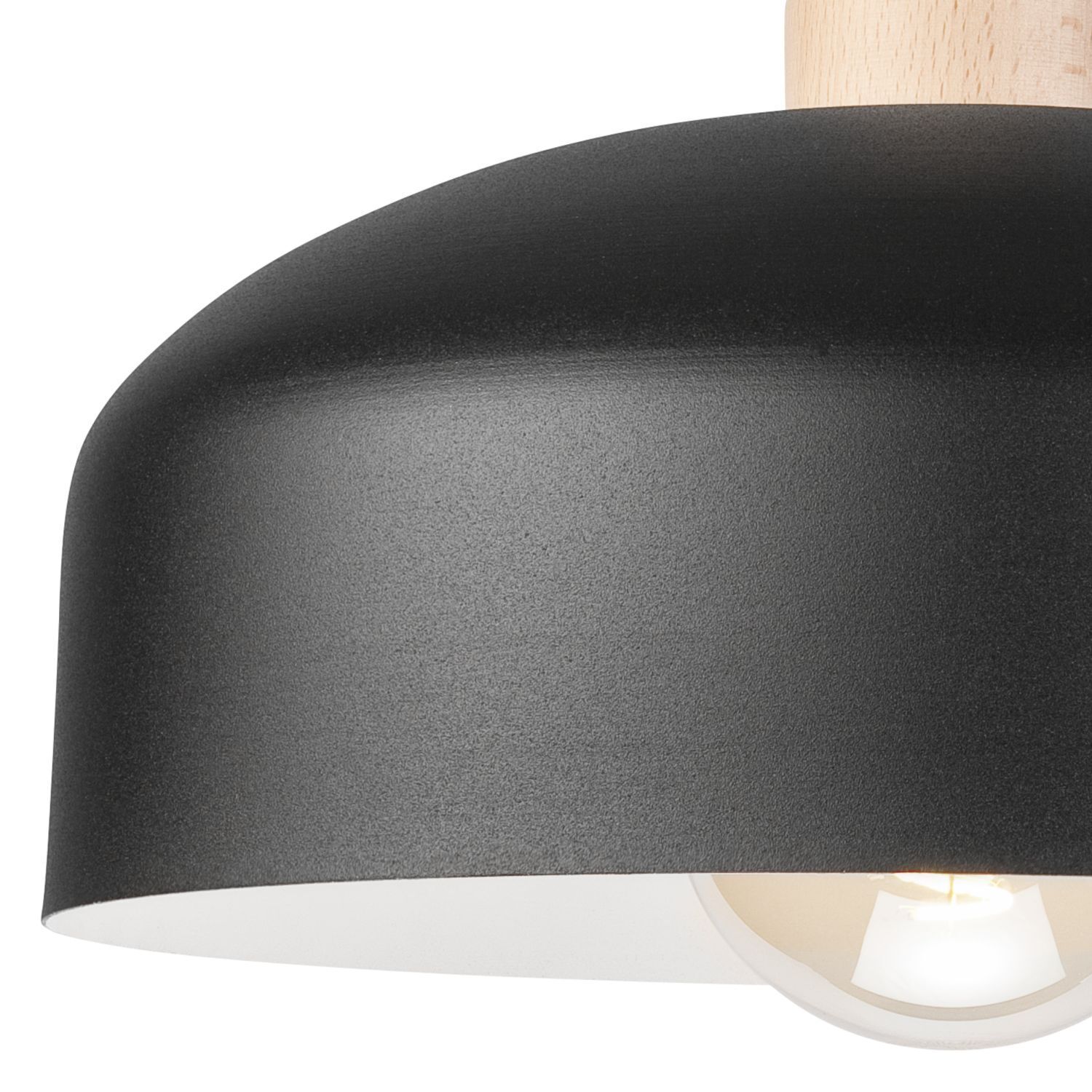 Deckenlampe Schwarz Metall Holz E27 Ø 30 cm Skandinavisch