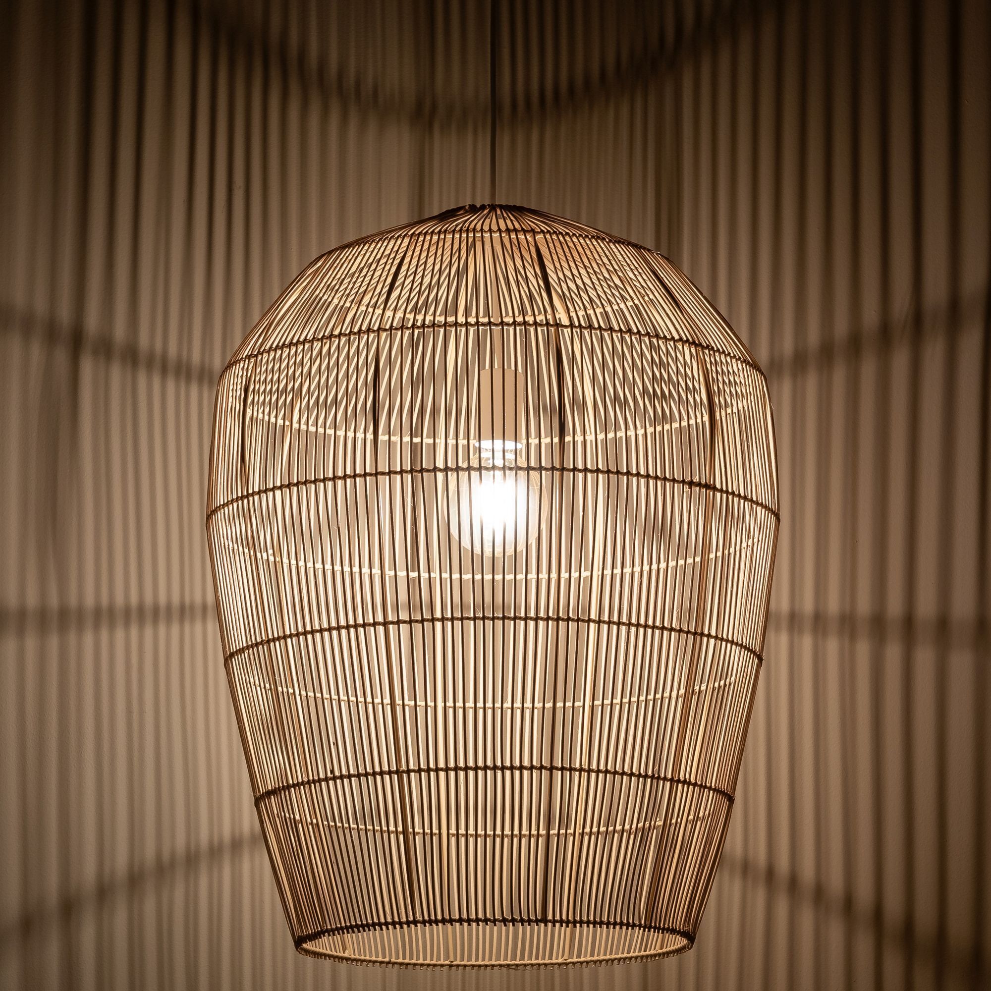 Lampe, Hängeleuchte, Korbstruktur, Weißes Licht, Wohnzimmerdeko