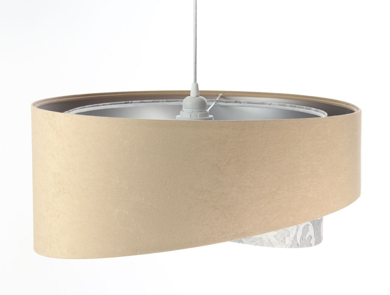 Hängelampe rund Ø 50 cm Stoff Velours Optik E27 wohnlich Lampe