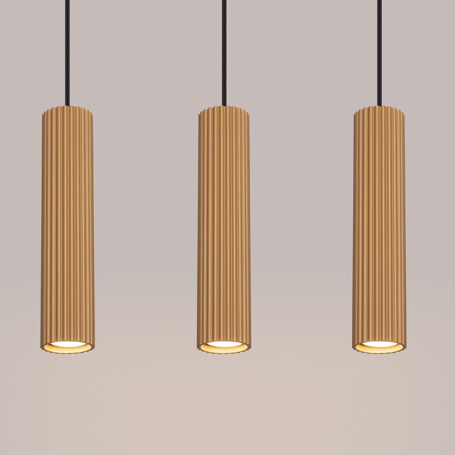 Lampe à suspendre en or L : 45 cm H : max. 98 cm 3-flamme GU10