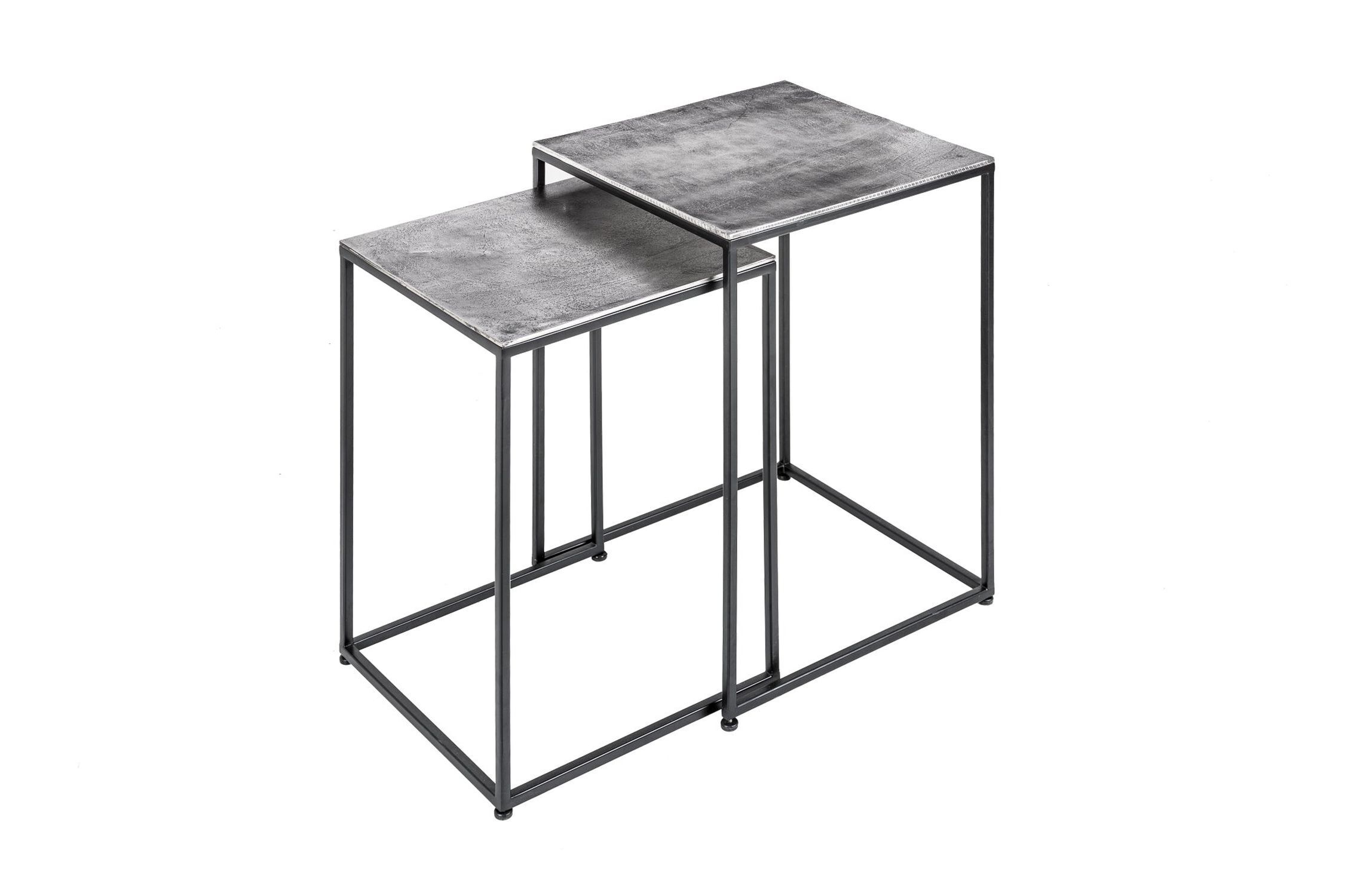 Set de 2 tables d'appoint en métal gris noir fait main
