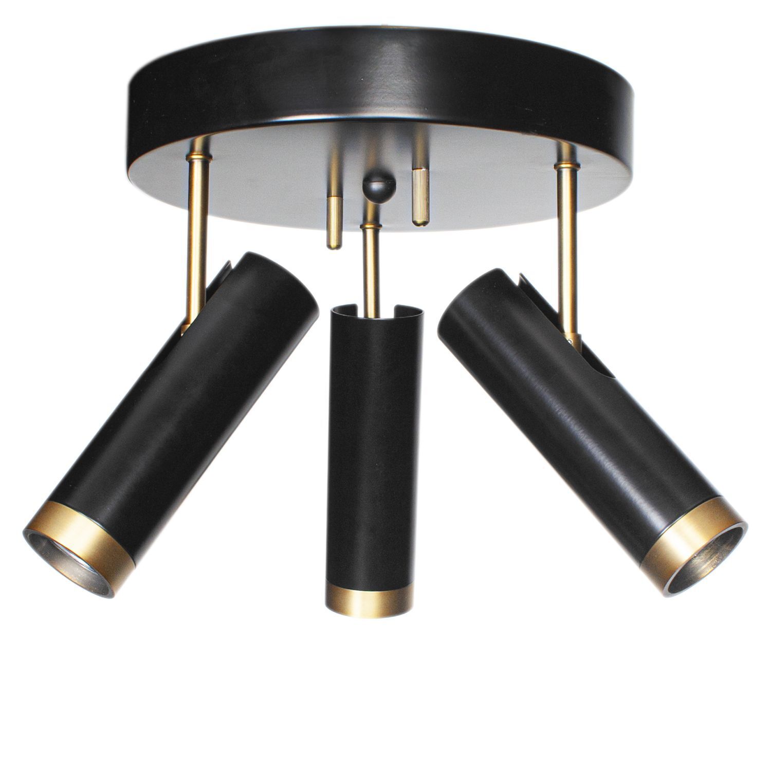 Deckenstrahler rund 3-flammig GU10 B: 30 cm Schwarz Gold