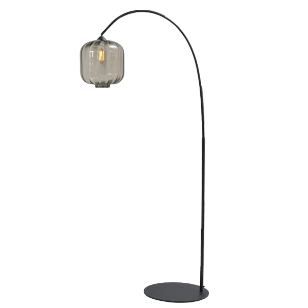 tischlampe, bodenlampe, glaskuppel, metall, schwarz