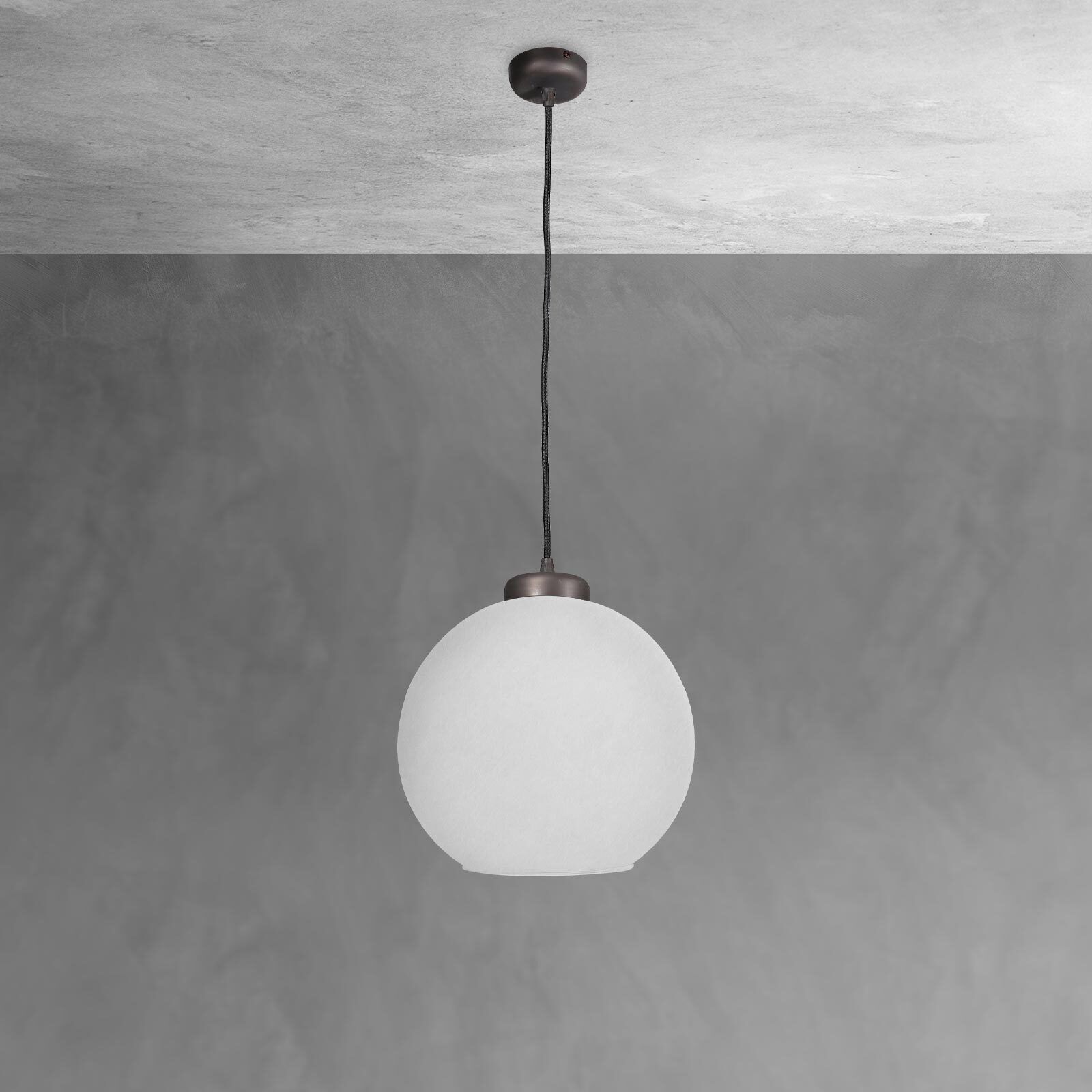 Pendelleuchte Kugel Ø 24 cm Messing Glas E27 in Bronze Weiß Lampe