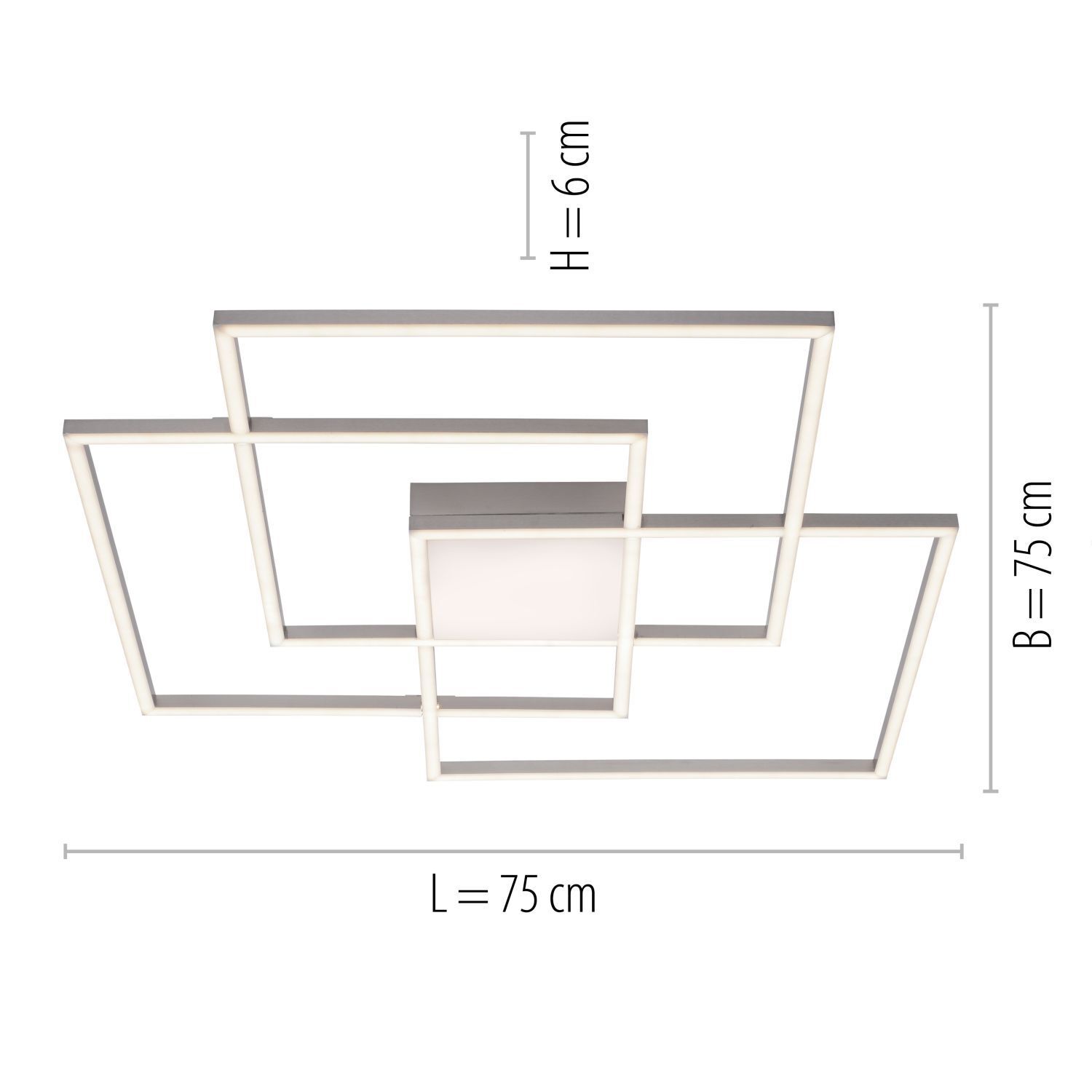 LED Deckenleuchte dimmbar Metall in Stahl L:75 cm 12 W
