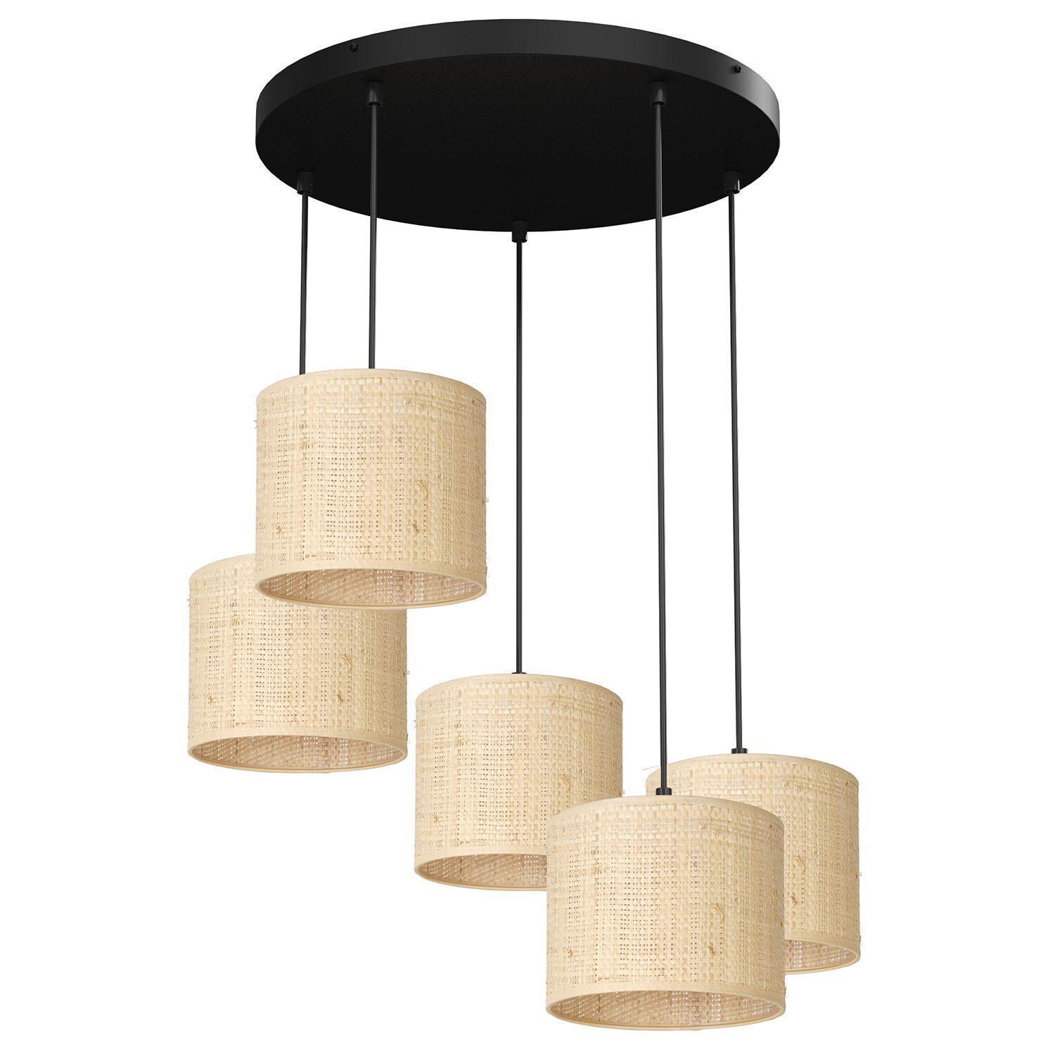 Loft Lampe suspendue rotin métal rond Ø58 cm E27 5-flmg