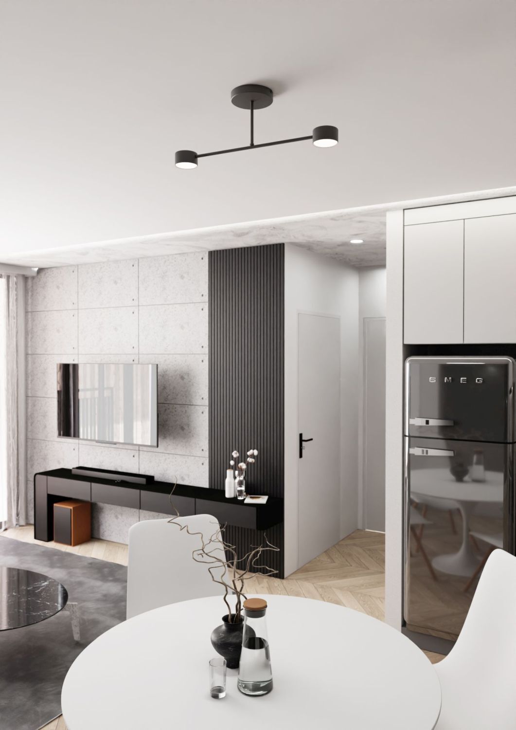 Schwarze Deckenlampe Metall GX53 2-flammig akzentuiert Drinnen, Innenarchitektur, Inneneinrichtung, Mobiliar, Tabelle