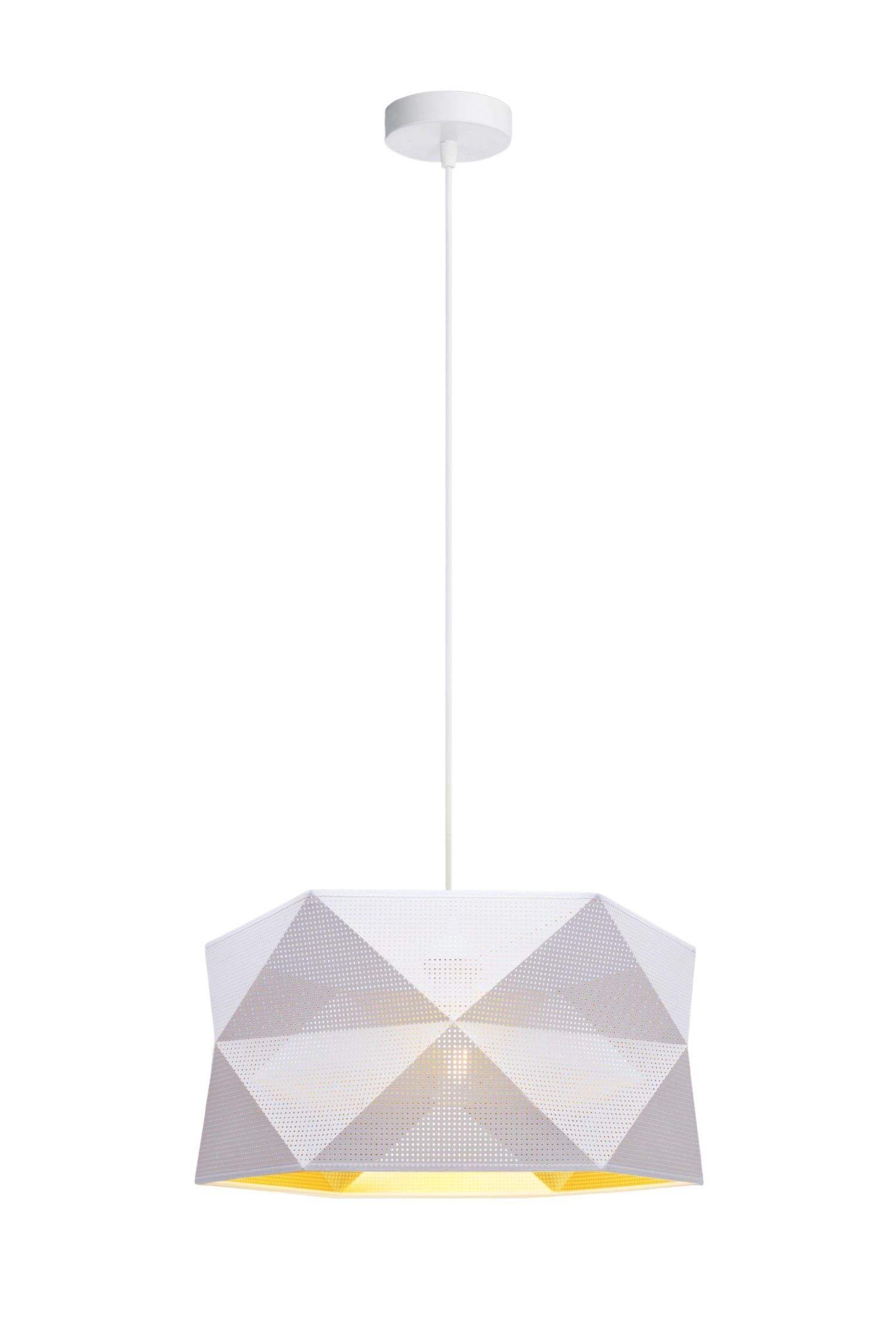 Moderne Hängeleuchte Stoff blendarm E27 L:70 Weiß Beige Lampe