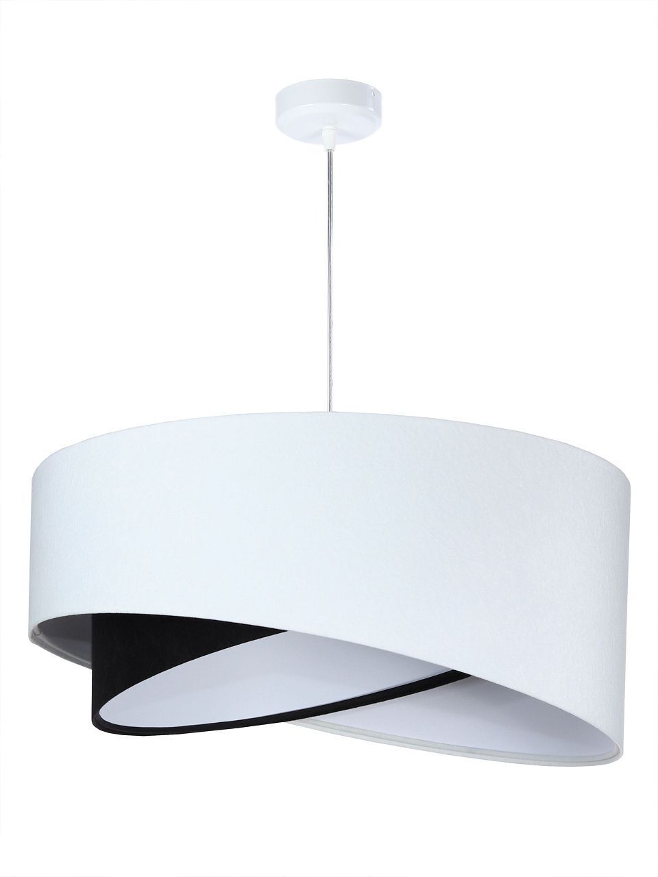 Lampe à suspendre Blanc Noir E27 rond Ø 50 cm Tissu aspect velours