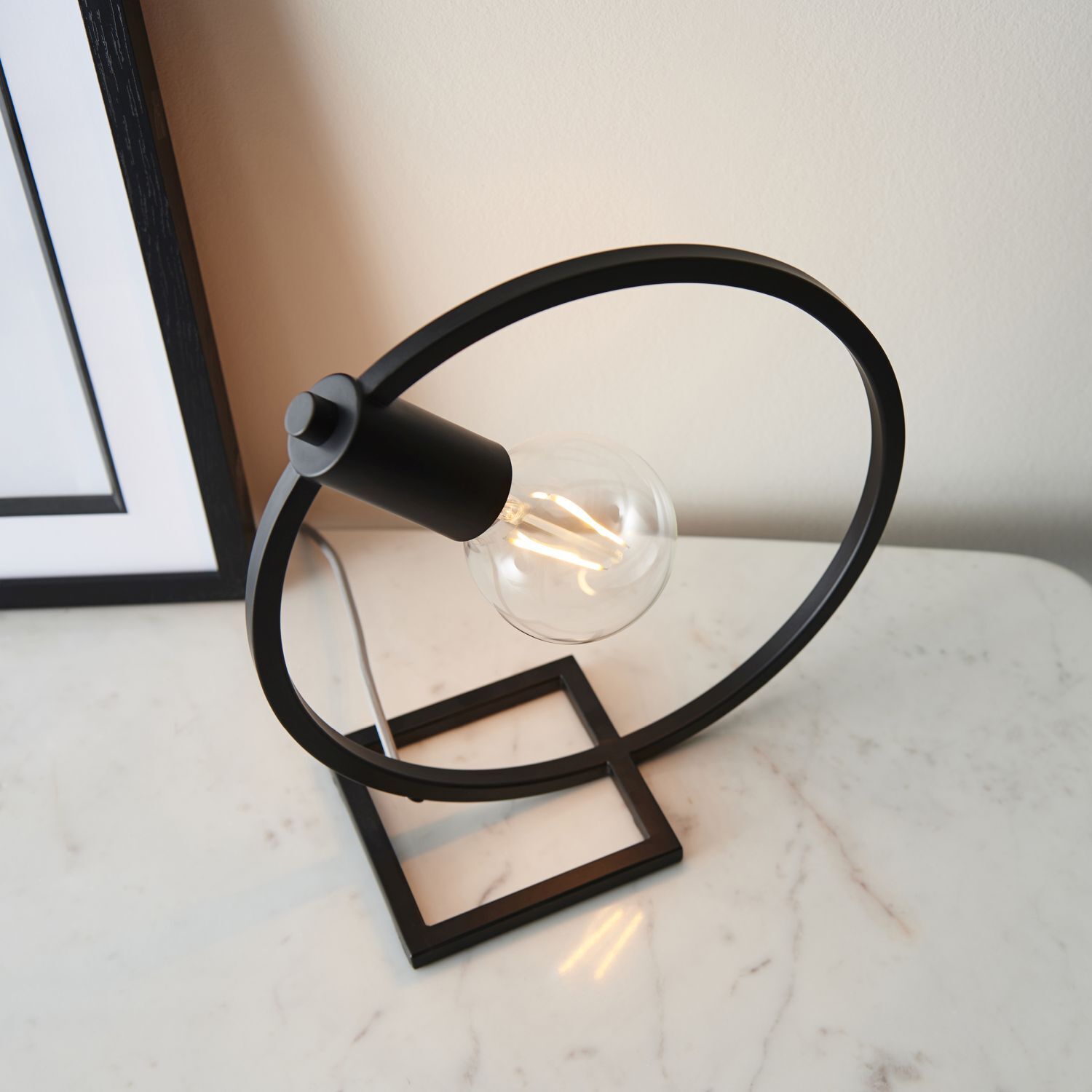 Lampe de table en métal 31,2 cm Noir rond Moderne pour E27