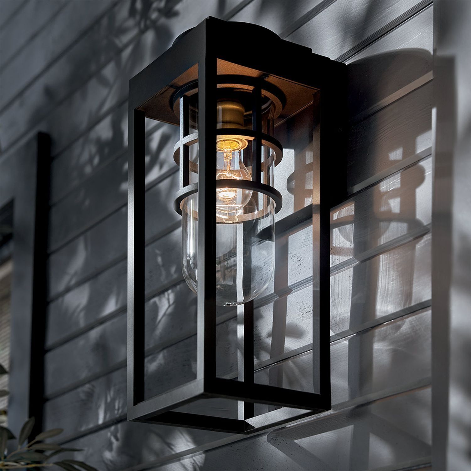 Wandlaterne Schwarz für E27 IP44 45,7 cm hoch Vintage Lampe