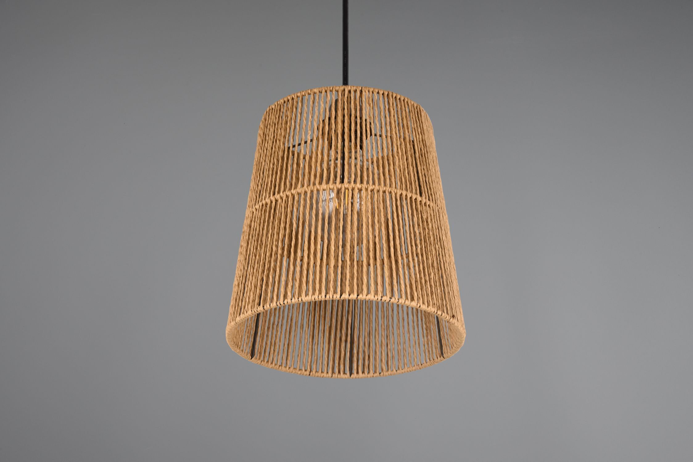 Runde Hängeleuchte Papier Braun E27 Ø24 cm wohnlich Leuchter, Lampe, Lampenschirm